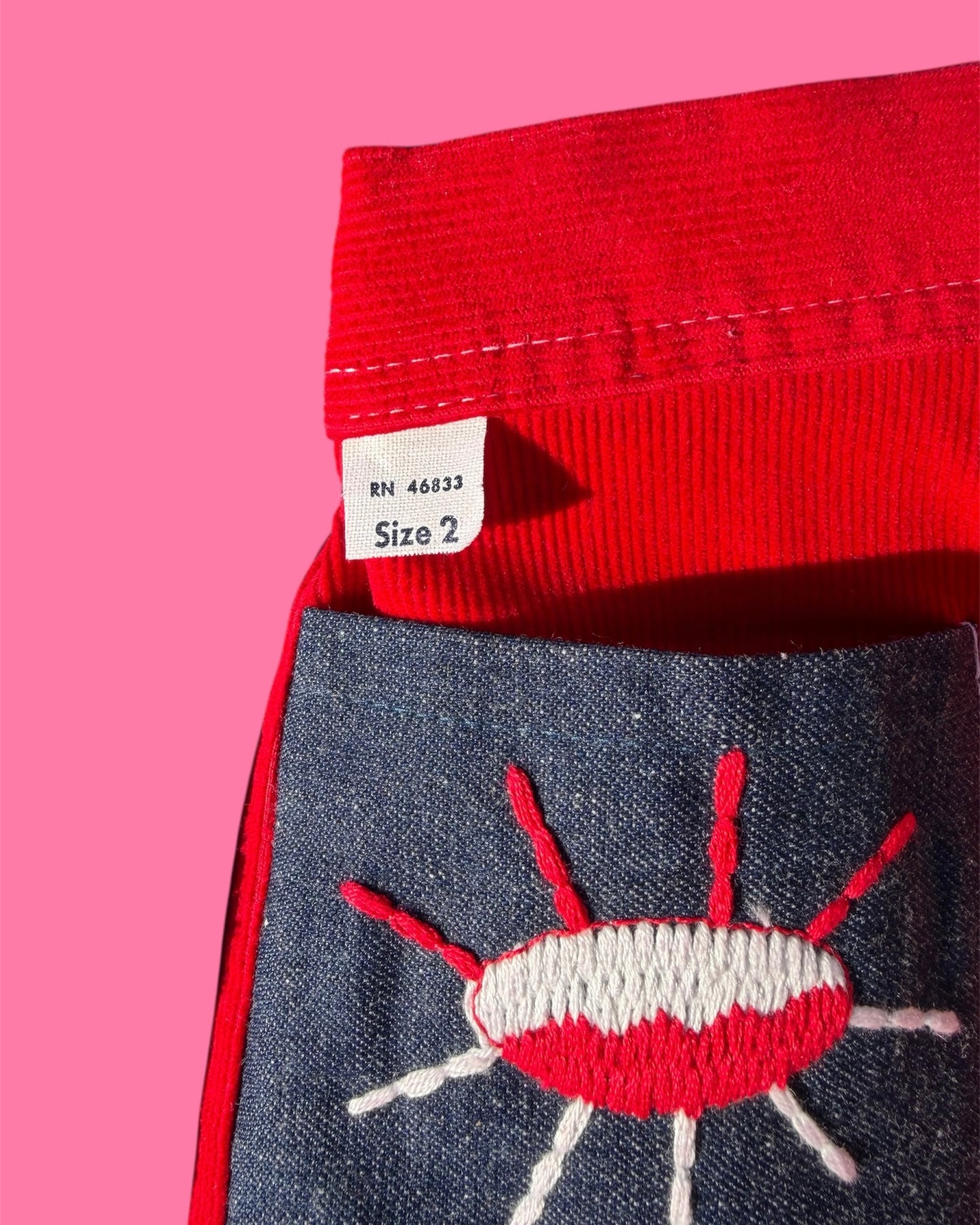 vintage red corduroy mushroom pants