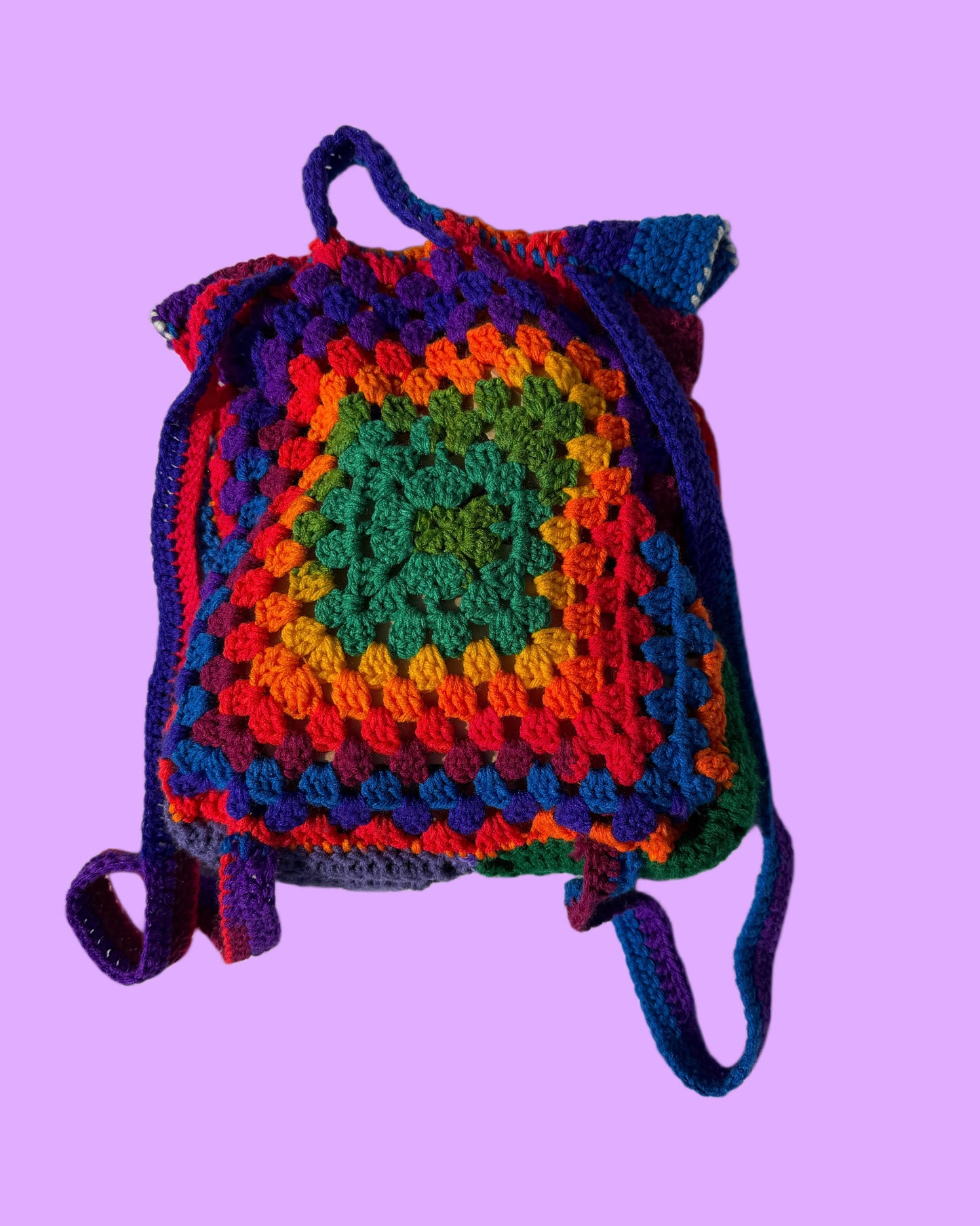 handmade granny square patchwork backpack