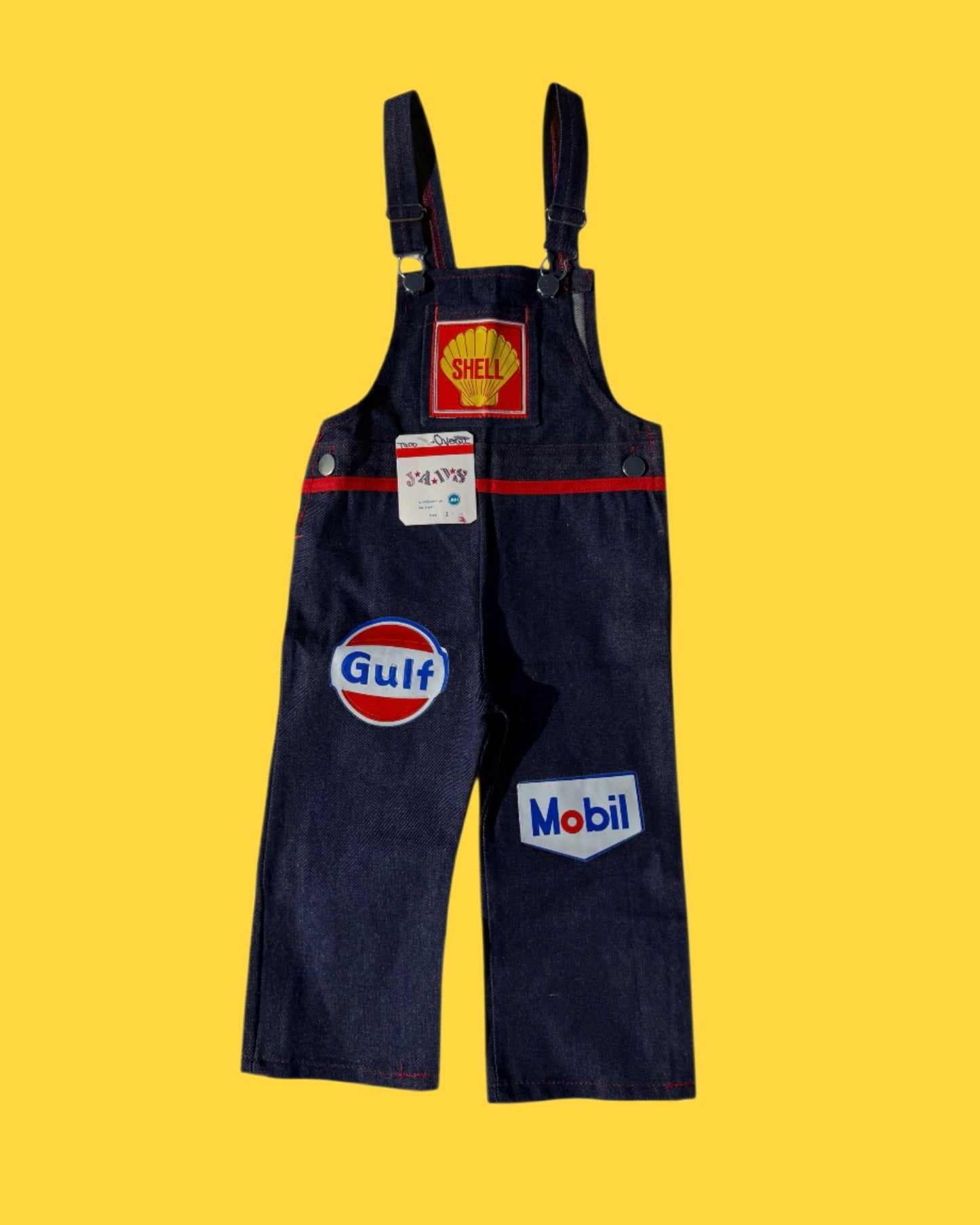 vintage shell gulf mobil toddler overalls
