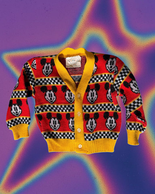 vintage mickey mouse knit cardigan
