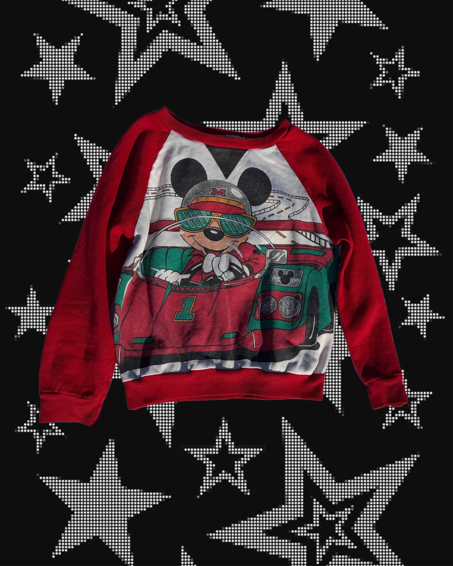 vintage mickey mouse motorsports double-sided sweatshirt