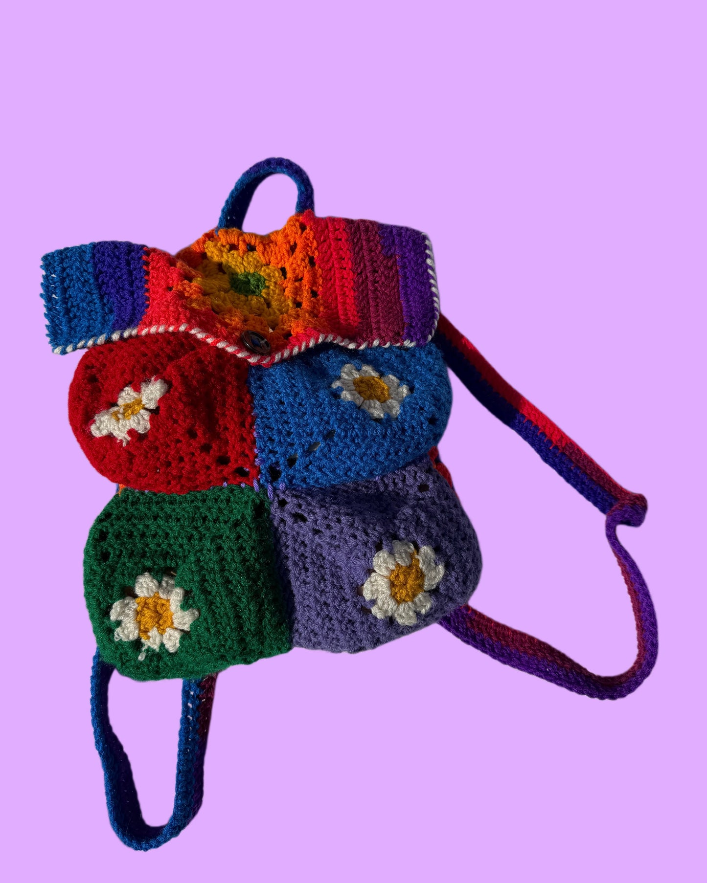 handmade granny square patchwork backpack