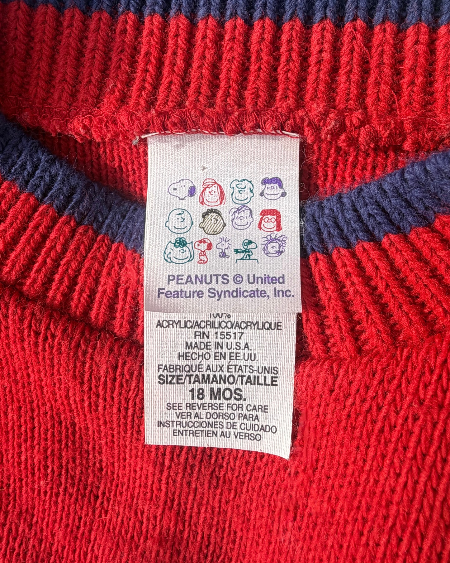 vintage peanuts snoopy knit sweater